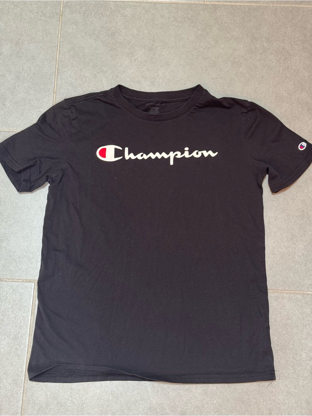 Champion Black Tee with White Script Logo ✨5 for $15!✨